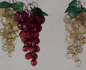 3pc Kurt Adler 4in. Beaded Grape Clusters Red/White Wine